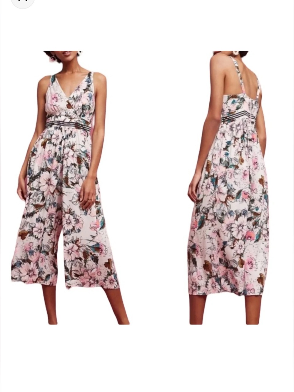 Anthropologie Plenty Tracy Reese Gwenyth Floral Stripe Print Flared Jumpsuit 10